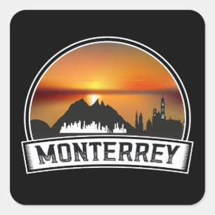 Monterrey Mexico Sunset Cityscape Square Sticker