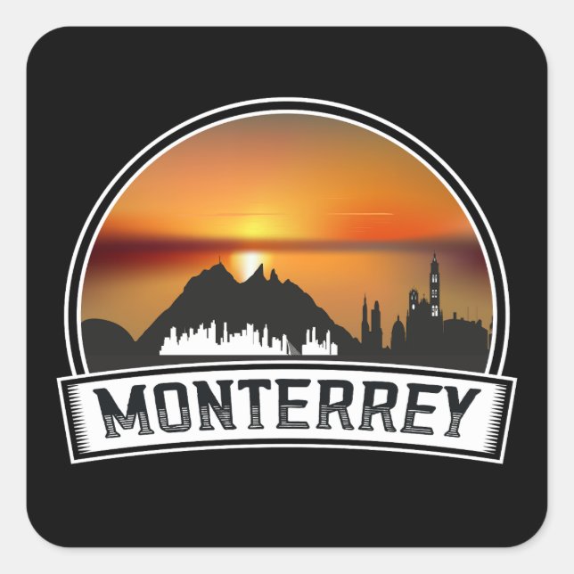 Monterrey Mexico Sunset Cityscape Square Sticker (Front)