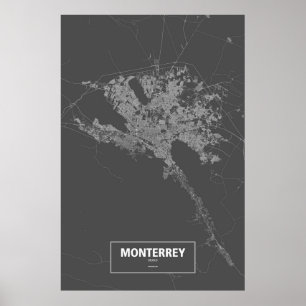 Monterrey, Mexico (white on black) Poster