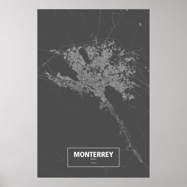Monterrey, Mexico (white on black) Poster (Front)