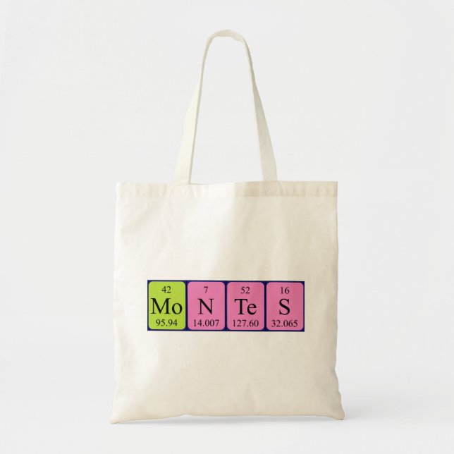 Montes periodic table name tote bag (Front)