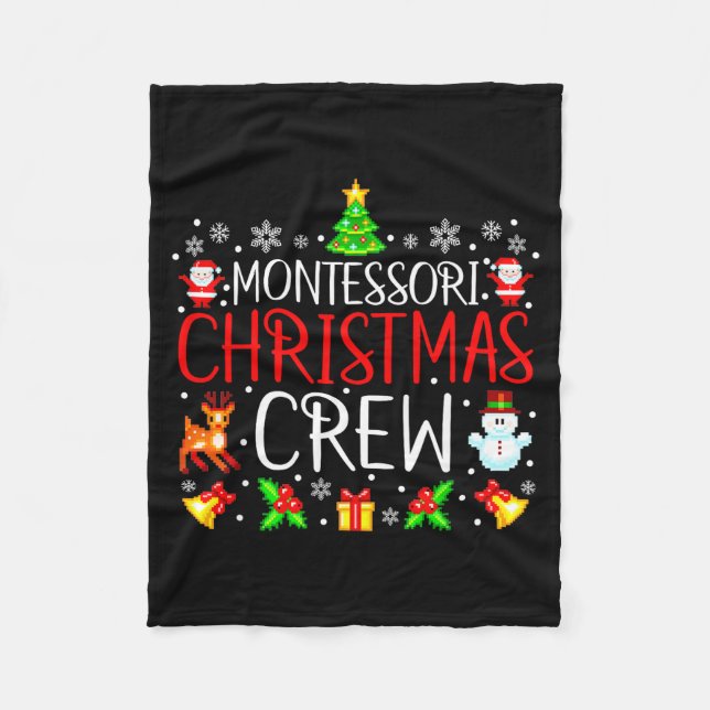 Montessori Christmas Crew Matching Xmas  Fleece Blanket (Front)