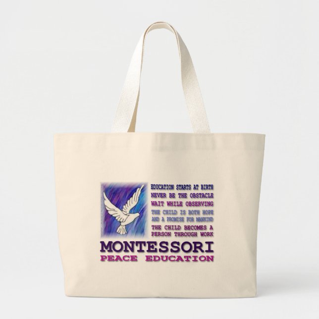 Montessori Dove Large Tote Bag (Front)