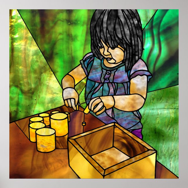 Montessori Sensorial: Yellow Knobless Cylinders Poster (Front)