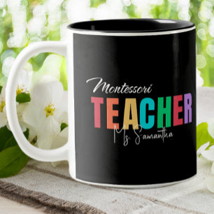 Montessori Teacher Colourful Personalised Two-Tone Coffee Mug