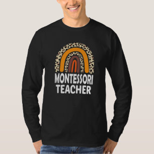 Montessori Teacher Leopard Rainbow Appreciation Te T-Shirt