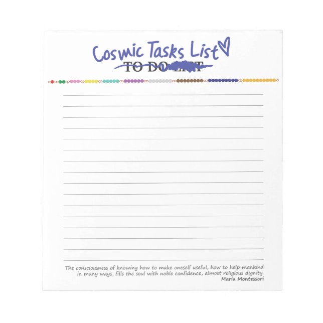 Montessori To Do List Notepad (Front)
