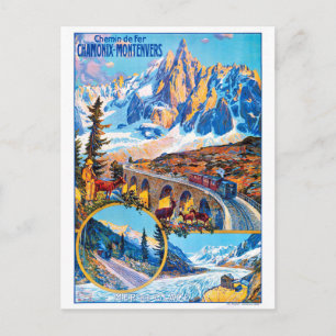 Montevers railway, France, train over the bridge Postcard