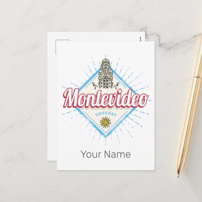 Montevideo City Uruguay Palacio Salvo Souvenir Holiday Postcard (Front/Back In Situ)