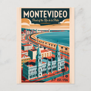Montevideo Uruguay Retro Travel Poster Art Postcard
