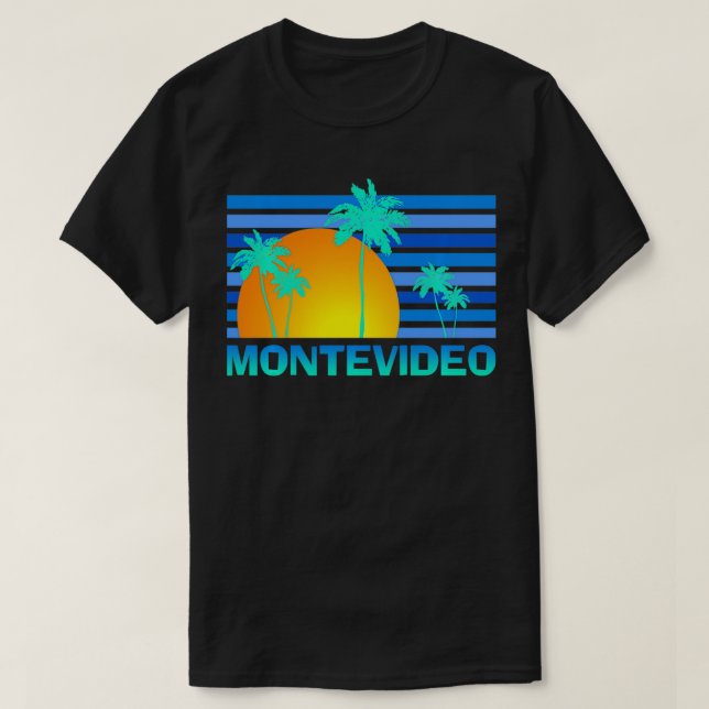 Montevideo Uruguay Sunset Palm Trees  T-Shirt (Design Front)