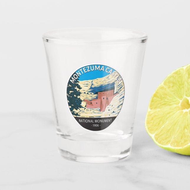 Montezuma Castle National Monument Arizona Vintage Shot Glass (Front)