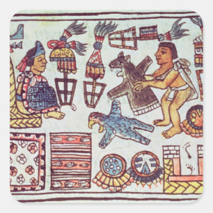 Montezuma II  receiving tributes Square Sticker