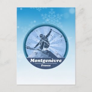 Montgenèvre Ski resort - Skier Postcard