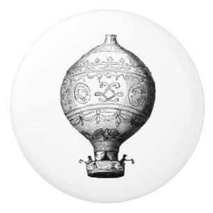 Montgolfier Vintage Hot Air Balloon on White Ceramic Knob