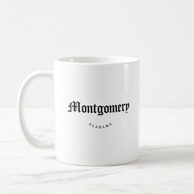 Montgomery Alabama Black Font Coffee Mug (Left)
