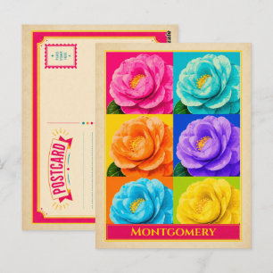 Montgomery Alabama Camellia Flower Vintage Postcard