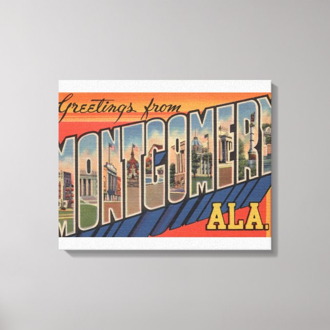 Montgomery, Alabama - Large Letter Scenes Canvas Print (Front)