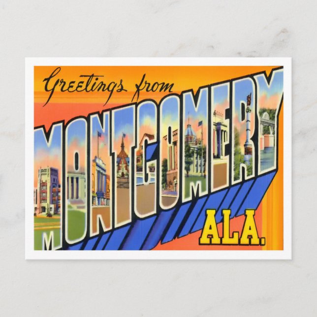 Montgomery, Alabama Vintage Big Letters Postcard (Front)