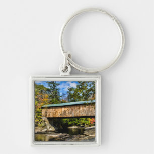 Montgomery Covered Bridge with fall foliage Key Ring