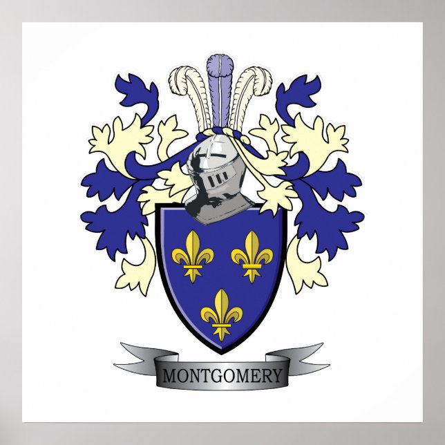 Montgomery Family Crest Coat of Arms Poster (Front)