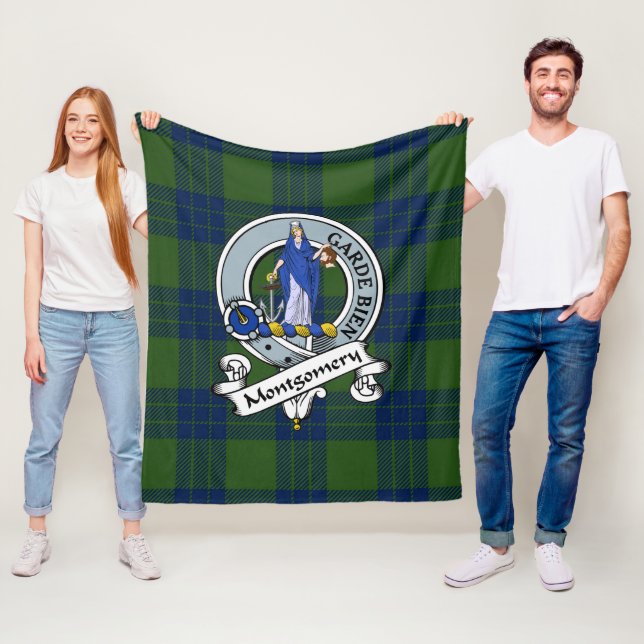 Montgomery Hunting Clan Badge Tartan Plaid Fleece Blanket (In Situ)