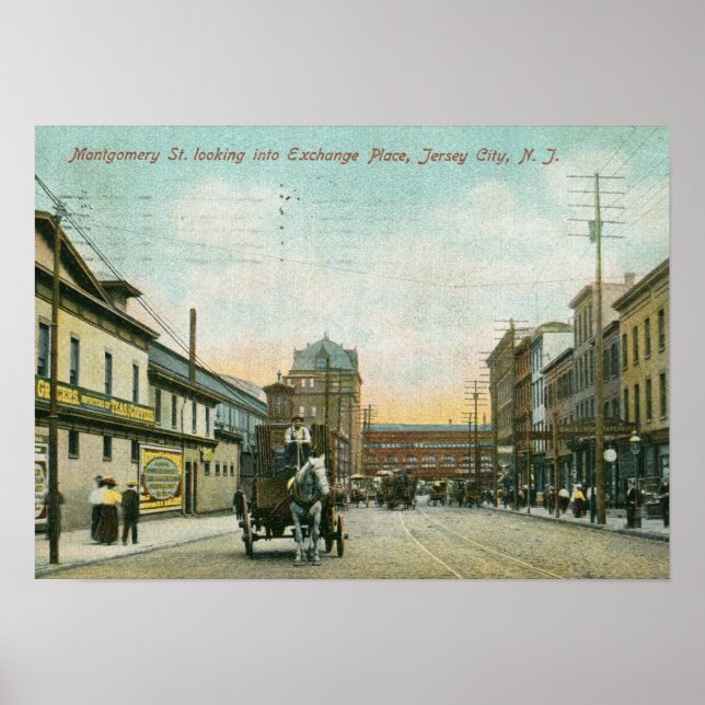 Montgomery St., Jersey City NJ 1908 Vintage Poster (Front)