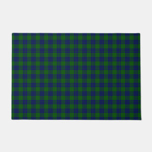 Montgomery tartan green blue plaid doormat