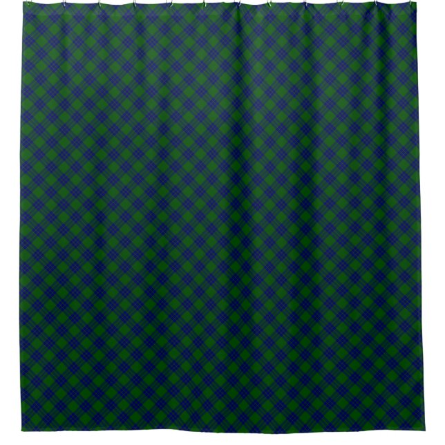 Montgomery tartan green blue plaid shower curtain (Front)