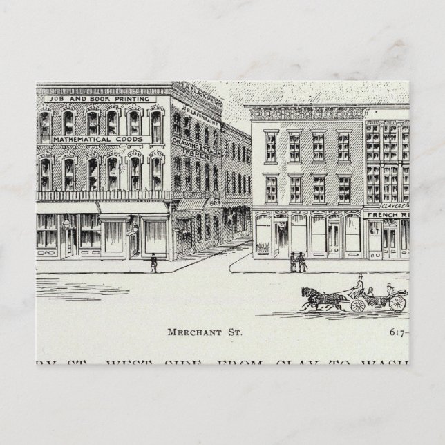 Montgomery West side Clay and Washington Postcard (Front)