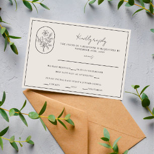Month Flower December Fully Customise Wedding RSVP Card
