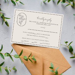 Month Flower March Fully Customise Wedding RSVP Card