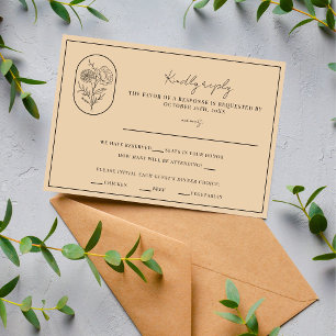 Month Flower November Fully Customise Wedding RSVP Card