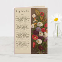Month of September Born In Prose Flower Card 