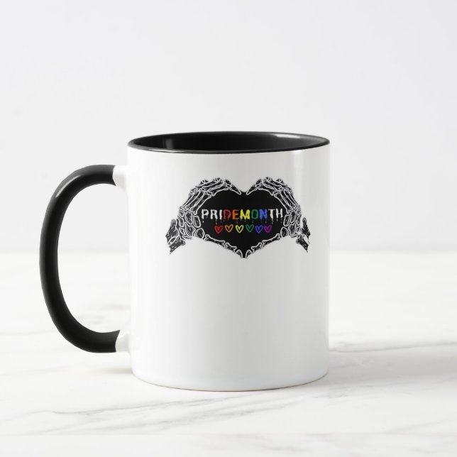 Month Skeleton Heart Hands LGBTQIA  Mug (Left)