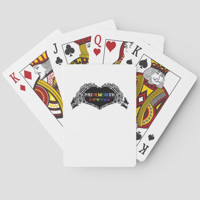 Month Skeleton Heart Hands LGBTQIA  Playing Cards (Back)