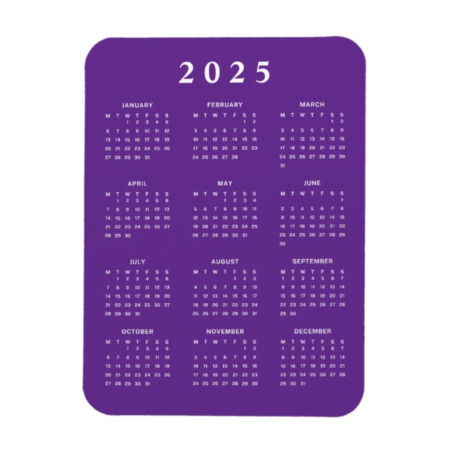 Monthly 2025 Calendar Magnet (Vertical)