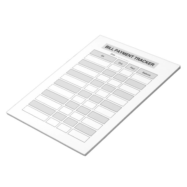 Monthly Bill Payment Tracker Log Notepad (Angled)