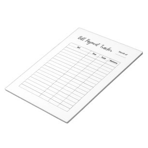 Monthly Bill Payment Tracker Log Notepad