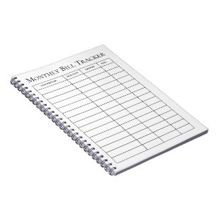 Monthly Bill Tracker Notebook