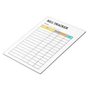 Monthly Bill Tracker Notepad