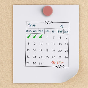 Monthly Bullet Journal Calendar Habit Tracker Bujo Rubber Stamp