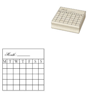 Monthly Calendar Planner Rubber Stamp