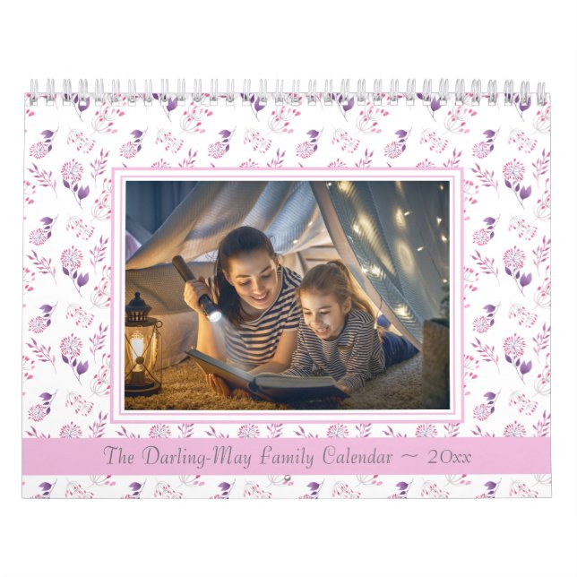 Monthly Custom Photo Pastel Floral Pattern 2022 Calendar (Cover)