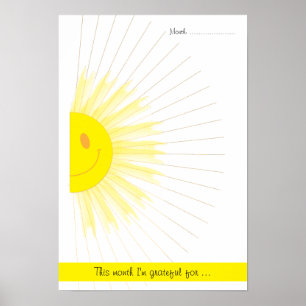 Monthly Gratitude Mindfulness Rays of Sunshine Poster