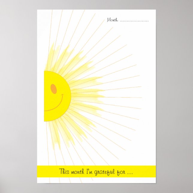 Monthly Gratitude Mindfulness Rays of Sunshine Poster (Front)