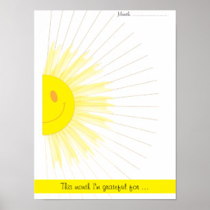 Monthly Gratitude Mindfulness Rays of Sunshine Poster