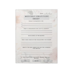 Monthly Gratitude Sheet  Notepad