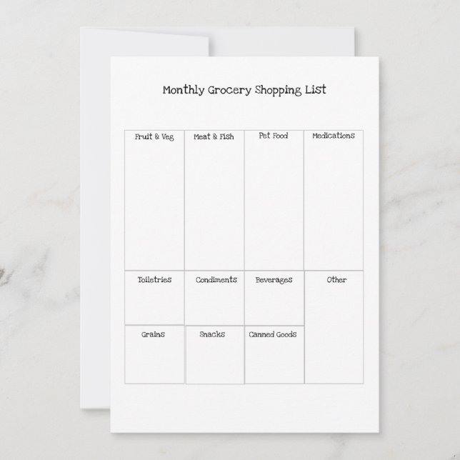 Monthly Grocery Shopping List Holiday Card (Front)