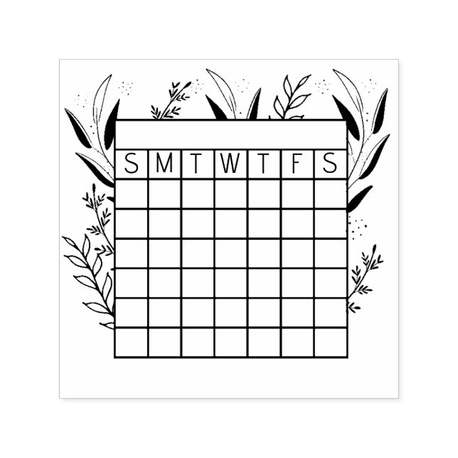 Monthly Habit Tracker, Calendar Stamp, journal Rub Self-inking Stamp (Design)